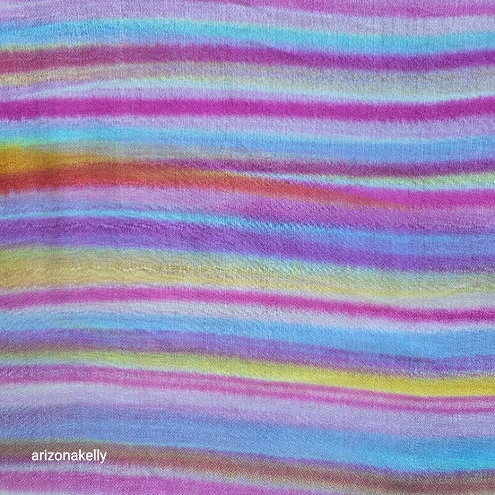 NWOT Cashmere Watercolor Stripe Colorful Scarf Lightweight - Picture 5 of 9